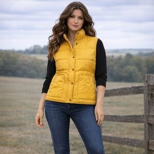 Lands End Butter Yellow Coastal Boating Puffer Jacket